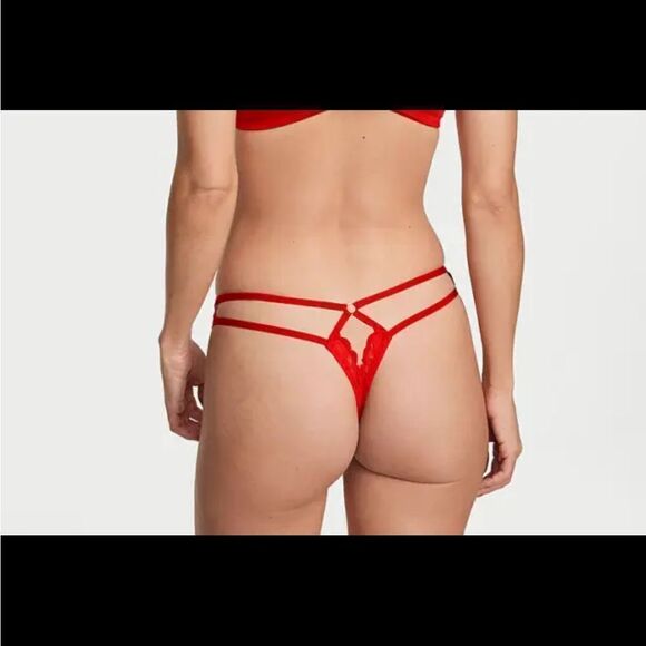 Victoria’s Secret NWT very sexy strappy lace crotchless thong panty - Picture 2 of 8